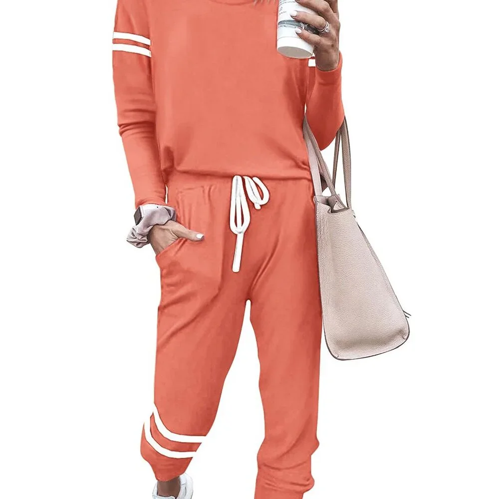 Soft Lounge Set 2 Piece Tracksuit Jogger Pants Long Sleeve Top Minimal Chic